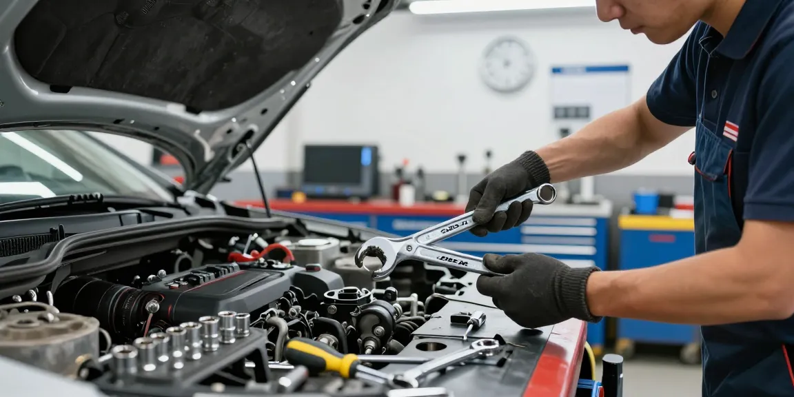 Mechanic using USAG 285X wrench set in automotive workshop